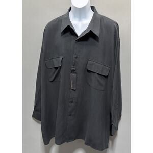 NWT Tulliano Mens XXXL 100% Silk Back Button Up Shirt Long Sleeve Luxury